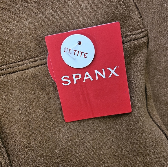 NWT Spanx Faux Suede Leggings Petite Large Rich Caramel - Picture 3 of 6